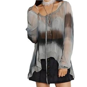GYPSY JUNKIES: Blue Ombré Sheer Blouse - Size M/L